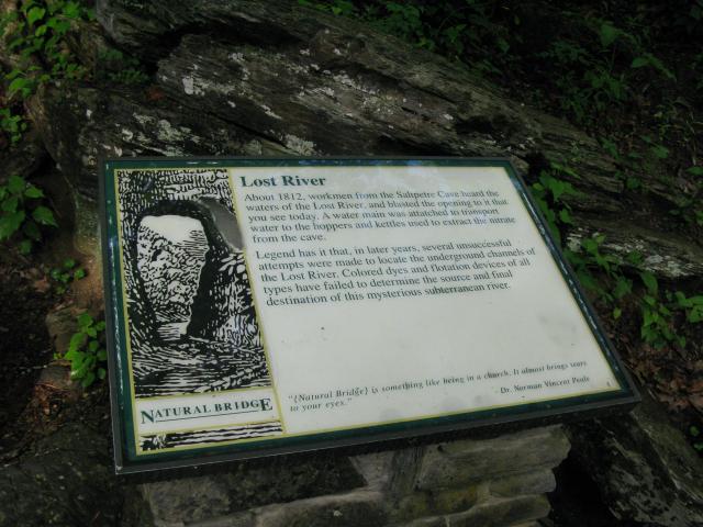 The Lost River sign board
