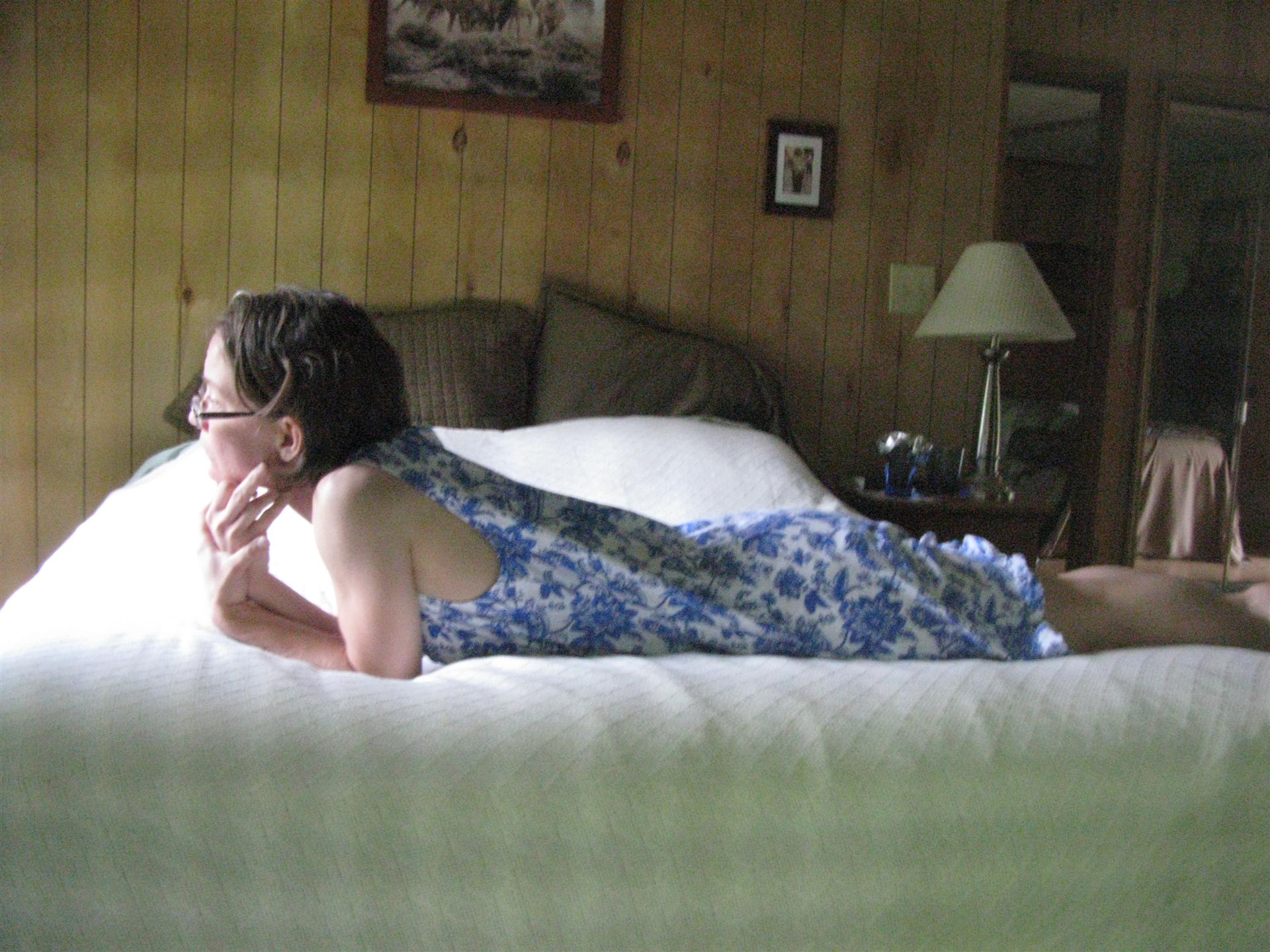 Heather watching the deer in the yard