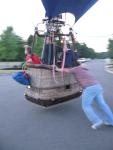 Back on the ground and moving the balloon for deflation