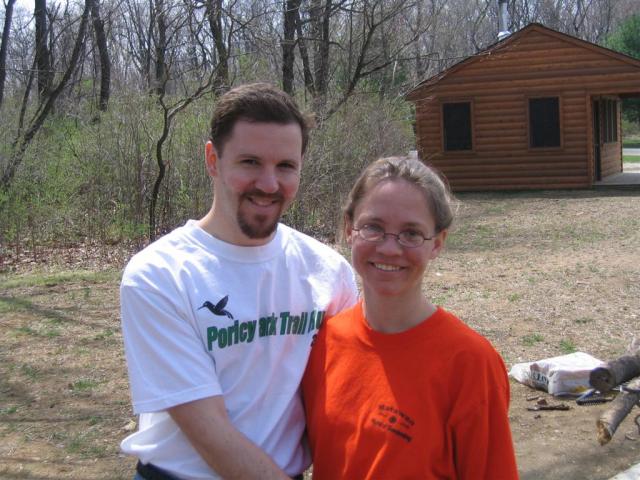 Eric & Heather by the cabin